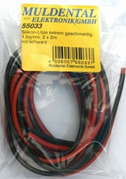 Silicone draad ROOD/ZWART 1,5mm2  4meter nr. 55033