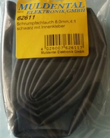 Krimpkous 4:1 Zwart 8 mm met LIJM  1Meter nr 62611
