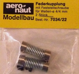 Aandrijf koppeling met veer-as 4/4mm VE2 stuks 7034/22