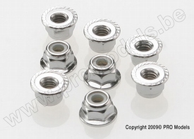 Traxxas Nuts, 4mm flanged nylon locking (steel 8st)  TRX3647