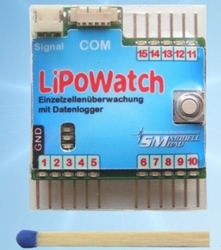 LiPoWatch mit USB-Interface Kabel  SM-Modellbau nr. 2600
