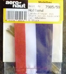 Aeronaut Vlag Stof Holland 40x60mm 6 stuks Nr. 7985-59