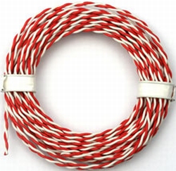 Draad massief 2 aderig 0,5mm2  Rood/Wit  5 meter 50520