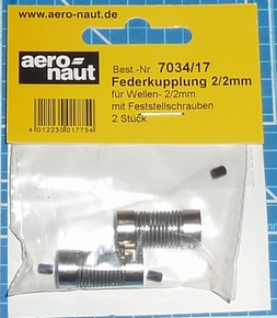 Aandrijf koppeling met veer-as 2/2mm VE2 stuks  7034/17