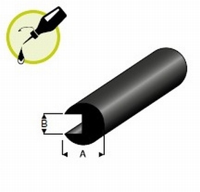 Raboesch 104-30 Rubber bump profile Rond ø2x0,5mm - L 2mtr