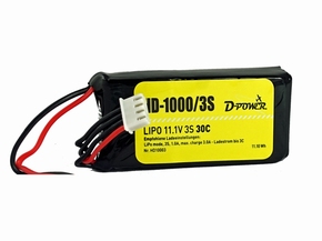 D-Power Lipo 3-1000mAh  3S 30C XH bal + BEC stekker