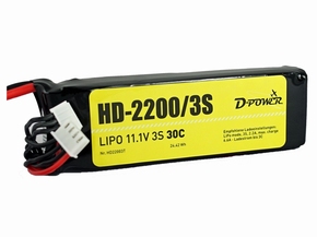 D-Power Lipo 3-2200mAh  3S 30C XH+EH bal + XT60 stekker
