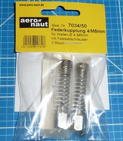 Aandrijf koppeling met veer-as 4mm/M5 VE2 stuks  7034/50