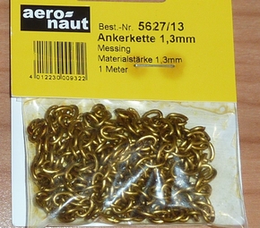Aeronaut 5627/13 ankerketting messing kleurig 6,5mm 1meter