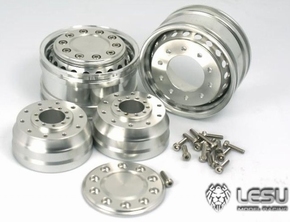Lesu Alcoa Front Rims Wide Tyres w Wheelcover W-2042-A 1/14
