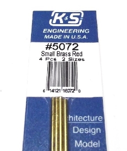 K&S 5072 Bendable Brass Rod, 1/16" & 3/64" x 12" (4stuks)