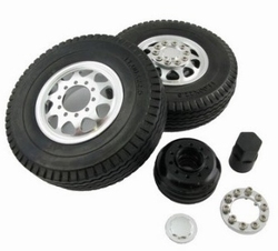 ALU vooras wielen met band 10 gats TAMIYA 1:14  2stuks