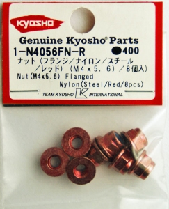 Kyosho 1-N4056FN-R Nut (M4x5.6/Flanged/Nylon/Steel/Red/8pcs)