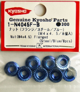 Kyosho 1-N4045F-B Nut (M4x4.5/Flanged/Steel/Blue/8pcs)