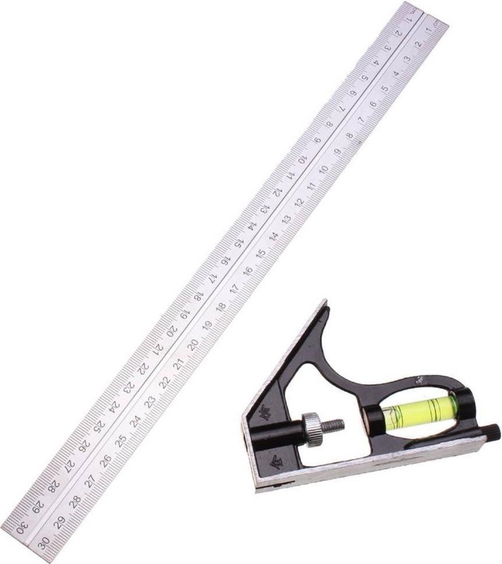 3 in 1 Combihaak winkelhaak 45-90 graden hoekmeter 300 mm -Waterpas