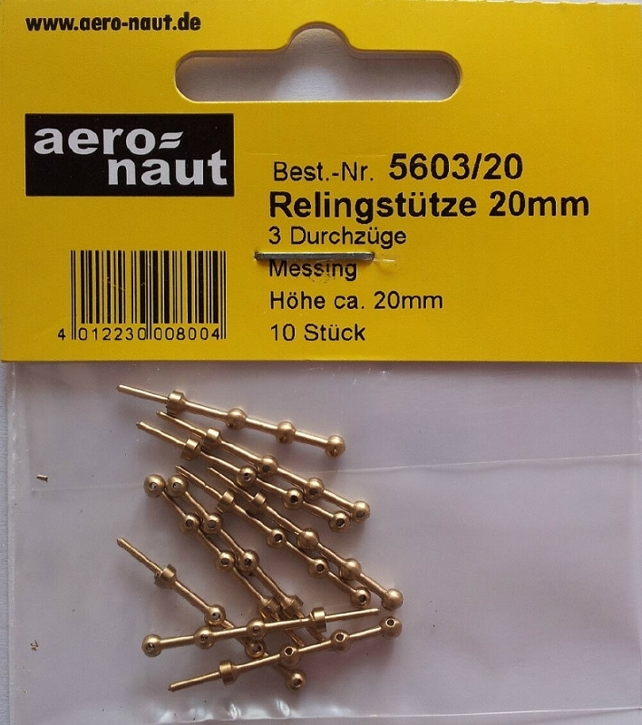 Aeronaut 5603/20  Reling staanders rond 3b 20mm hoog 10st