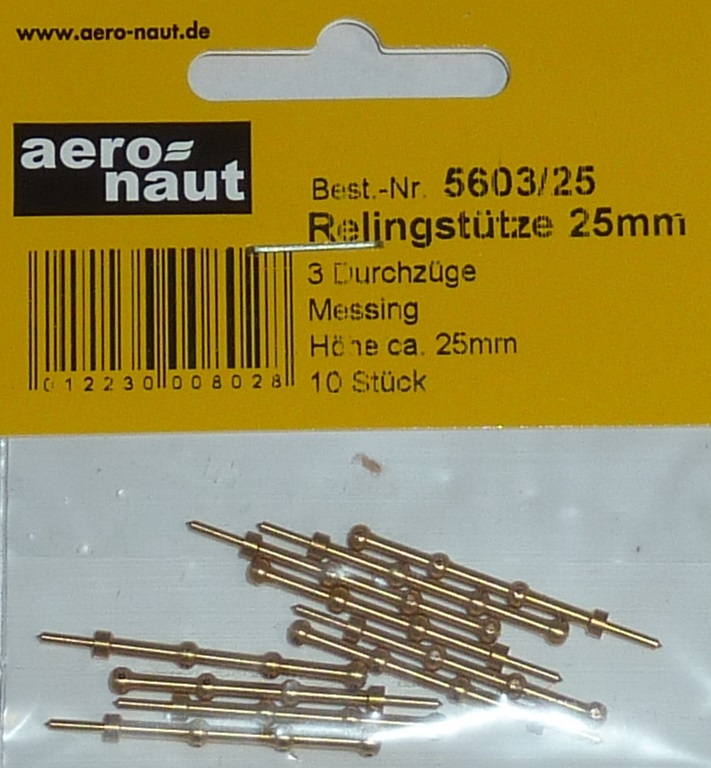 Aeronaut 5603/25  Reling staanders rond 3b 25mm hoog 10st