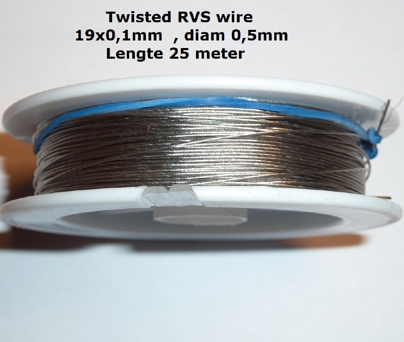 Aeronaut 7325/04 DIAMANTLITZE 19x0,1RVS wire diam 0,5mm 25M