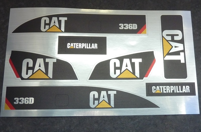 CAT 336D Sticker ALU geborsteld MAT Huina 1580 Excavator