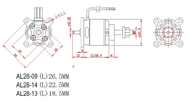 D-Power AL2809 Brushless Motor 980KV 2-4S