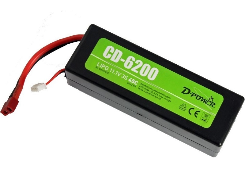 D-Power CD-6200/3S Lipo 11,1V 3S 45C mit T-Stecker