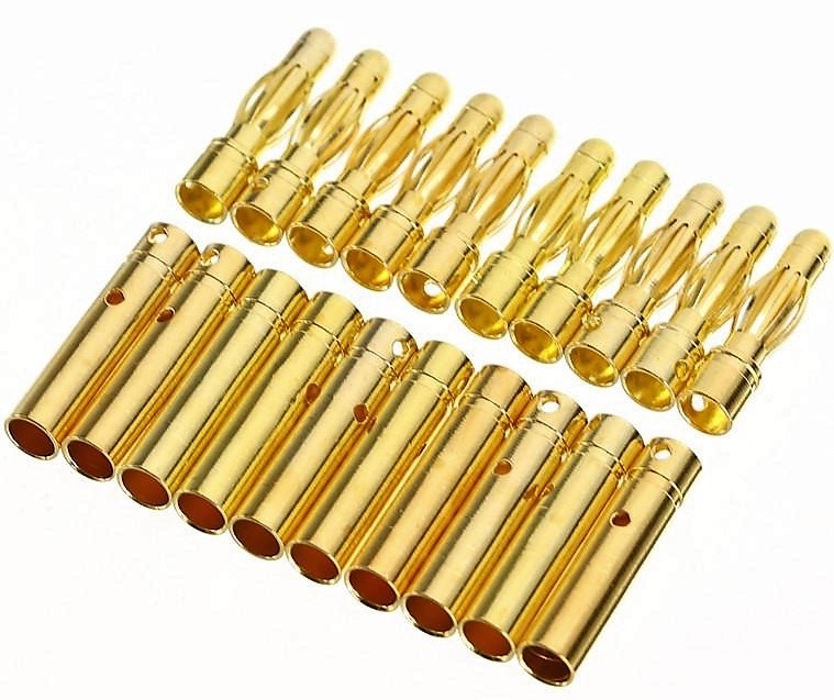 Goldplug 4mm gold verbinders male+female SET 10 paar 40002