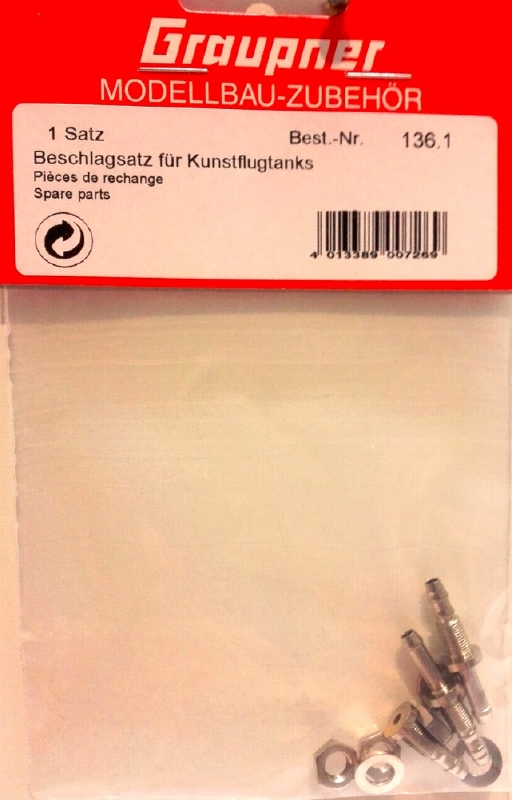 Graupner 136.1 Tankanschlusssatz, tankaansluiting