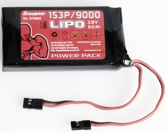 Graupner BT8084 Zenderaccu Plat HV LiPo 1S3P 3.8V 9000mAh