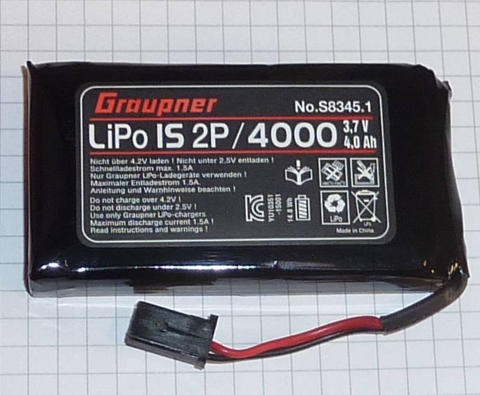 Graupner S8345.1 Senderakku LiPo 3,7V 1S2P 4000 mAh TX