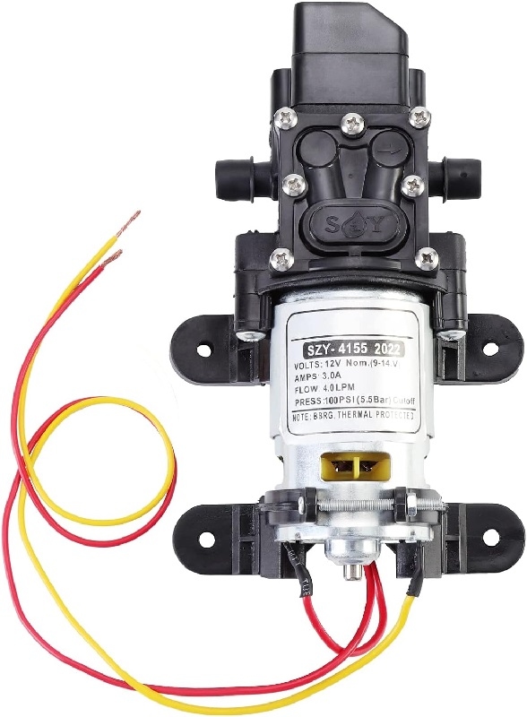 Hogedrukwaterpomp 12V DC 60W 4L/min, 100 psi Auto afslag.
