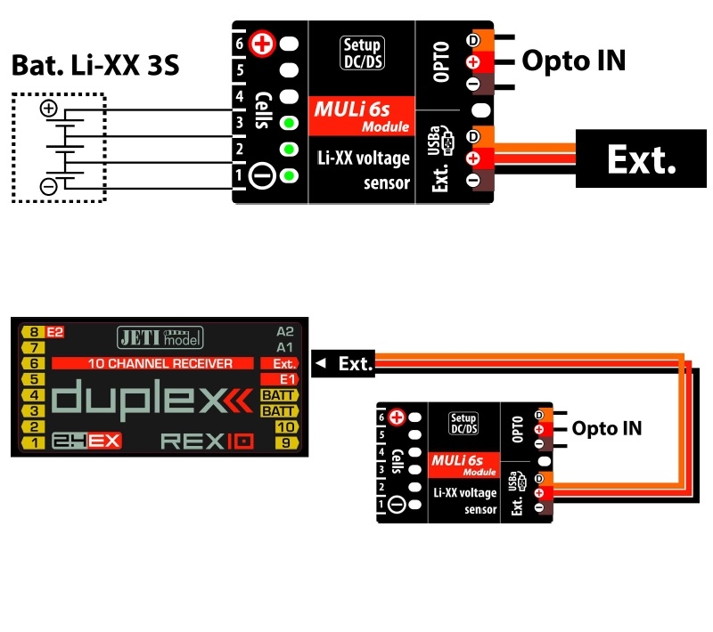 JETI Voltage checking 6 Li-xx  MULI 6S Module