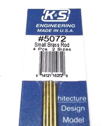K&S 5072 Bendable Brass Rod, 1/16" & 3/64" x 12" (4stuks)