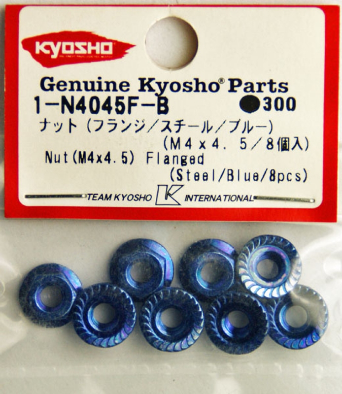 Kyosho 1-N4045F-B Nut (M4x4.5/Flanged/Steel/Blue/8pcs)