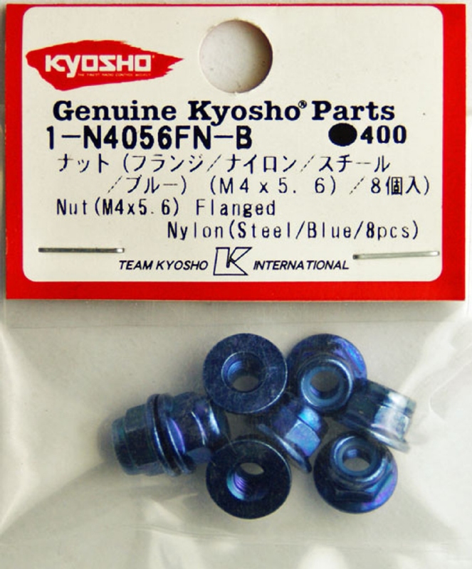 Kyosho 1-N4056FN-B Nut (M4x5.6/Flanged/Nylon/Steel/Blue/8pcs)