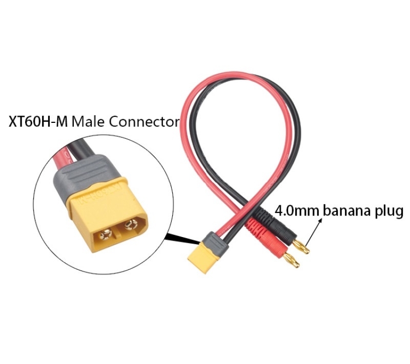 Laadkabel XT60 siliconen 30cm 2,1mm2 -14AWG Robbe 46020