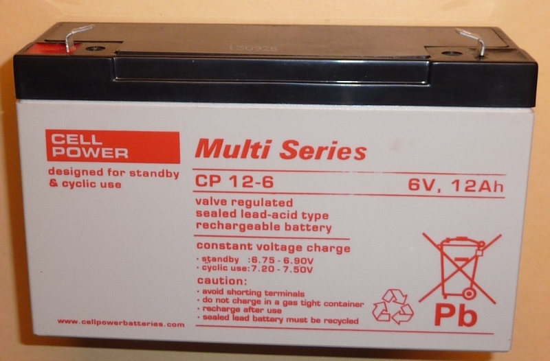 Lood gel accu 6V-12Ah  YU12-6, Cellpower