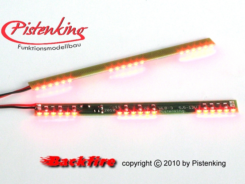 Pistenking  Backfire kort rood 3x5 led zijwaarts  6-12V