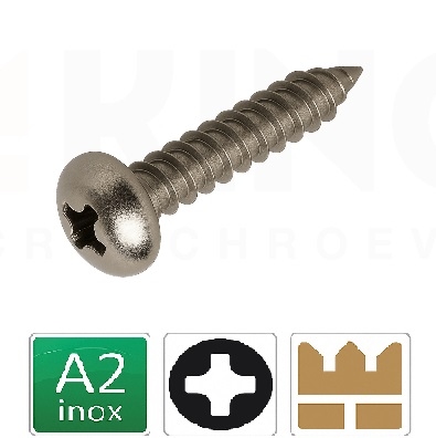 Plaatschroef RVS DIN 7981 - 2,2 x 6,5 mm - 10st