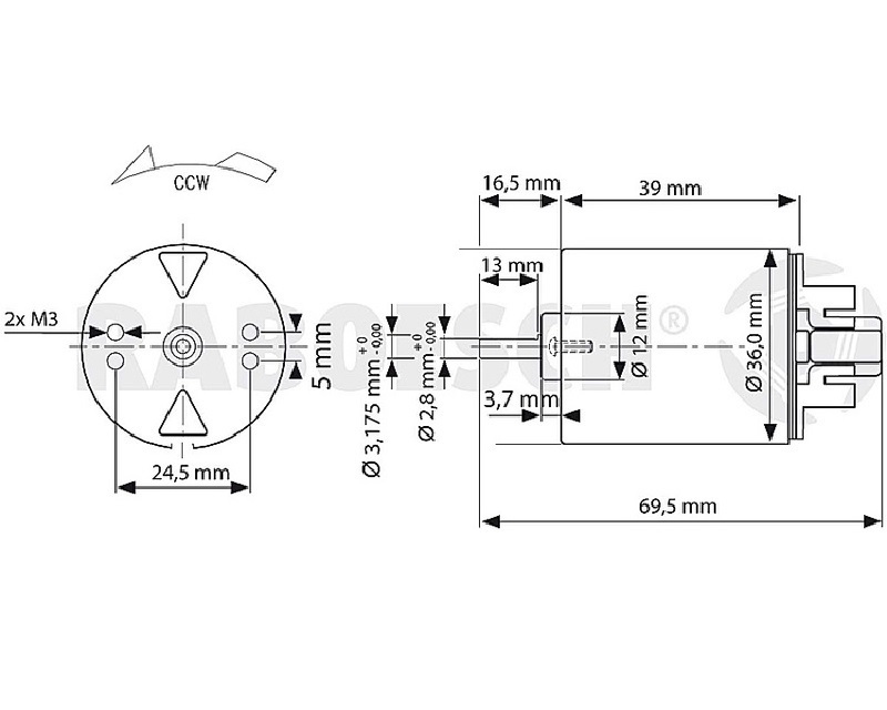 Raboesch 109-51 Motor Bleu RM 510 TRQ 6-9V DC