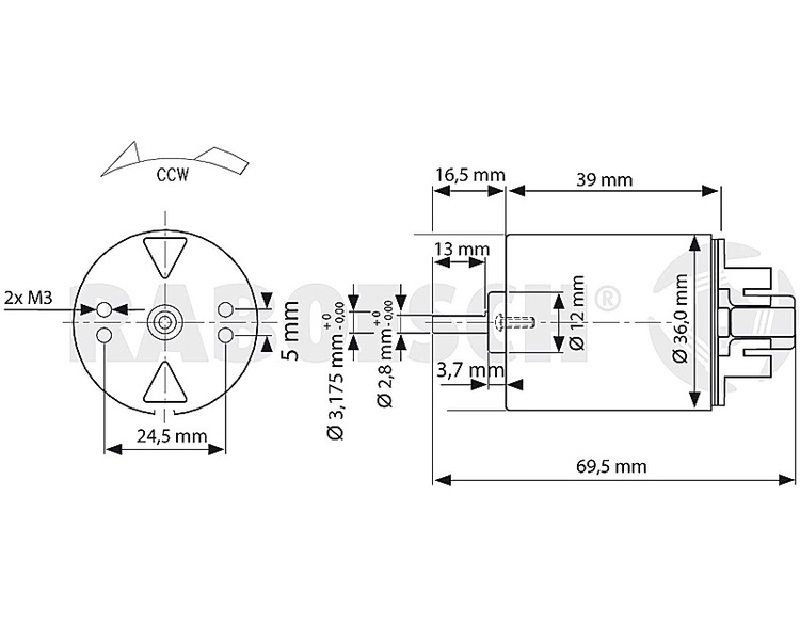 Raboesch 109-53 Motor Bleu RM 530 TRQ 6-9V DC