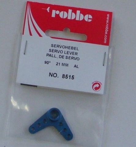 Robbe  Alu-Servohebel 90° 21mm M 0,25.  blauw 1-8515