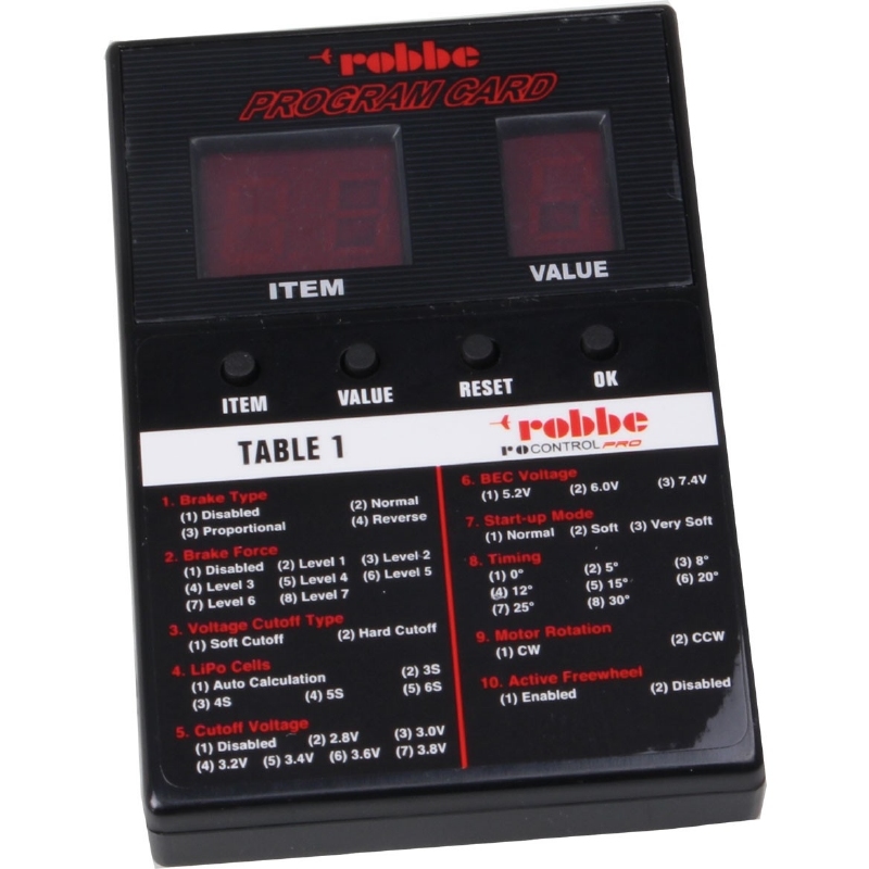 Robbe 8720 RO-CONTROL PROGCARD PRO brushless ESC'S.