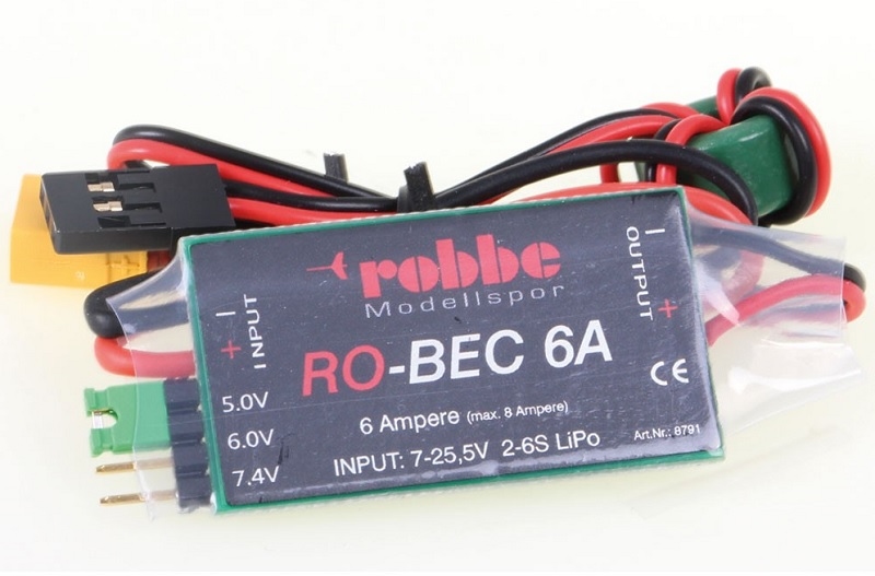 Robbe 8791 BEC 5-6-7,4V,  UBEC 6A-8A max 2-6S, XT30/Jr