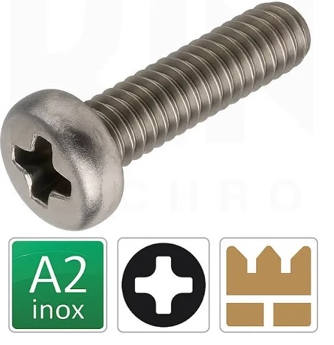 RVS Stalen Schroef met bolle kruis cilinderkop M1,6 x 3mm 10st
