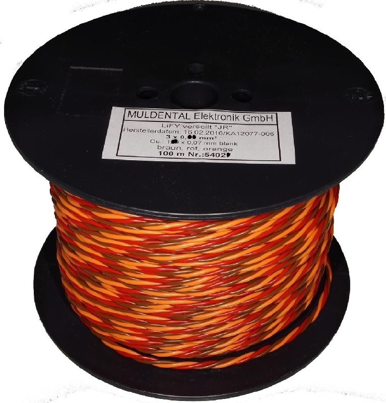 Servokabel vd rol GRAUPNER 3x0,25mm2  GEDRILT p/m