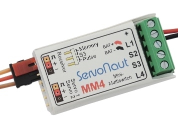 ServoNaut MM4 V2 mini-multiswitch 4 uitgangen+2x servo