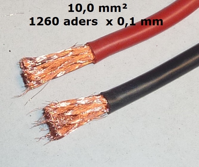 Silicone draad ROOD/ZWART 10,0mm2  2meter nr. 55063