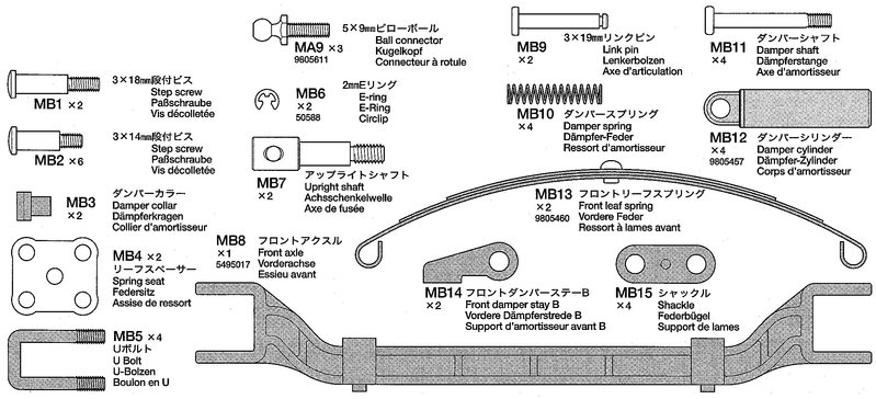 Tamiya 309415144 Metallteile-Beutel B vooras