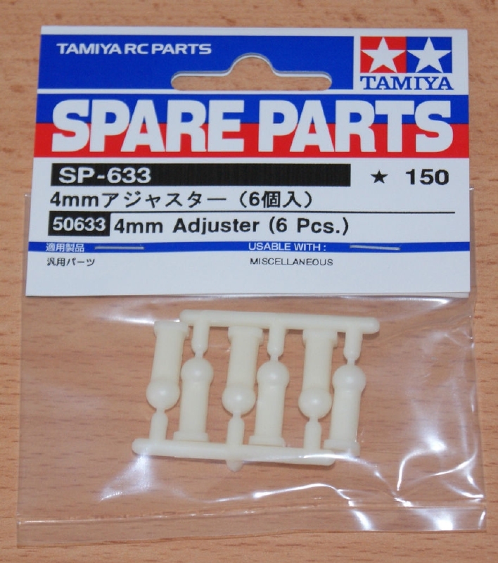 Tamiya 50633  kogelkop 4mm set wit kunststof M2  (6pce)