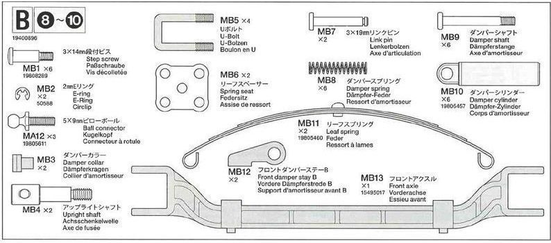 Tamiya Metallteile-Beutel B Scania R620 MAN TGX6x4 9400896